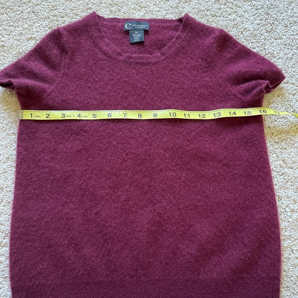 C by Bloomingdales 100% Cashmere Sweater Short Sleeve Purple Size Small *READ* - Picture 4 of 7